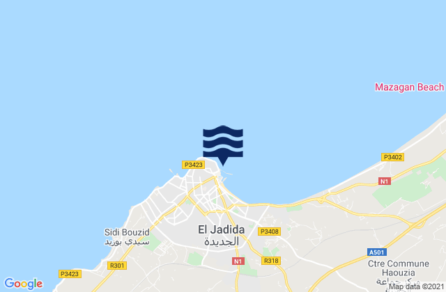 El Jadid, Moroccoの潮見表地図