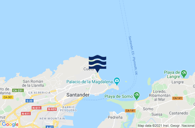 El Sardinero - Primera, Spainの潮見表地図