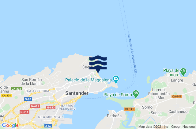 El Sardinero - Segunda, Spainの潮見表地図