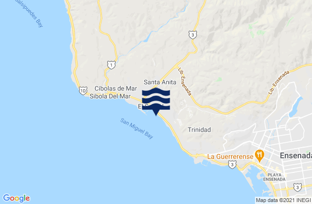 El Sauzal de Rodríguez, Mexicoの潮見表地図