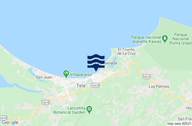 El Triunfo de la Cruz, Hondurasの潮見表地図