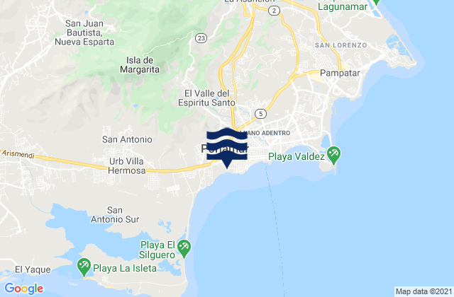 El Valle del Espíritu Santo, Venezuelaの潮見表地図