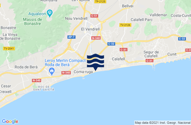 El Vendrell, Spainの潮見表地図