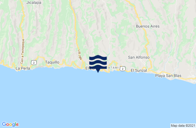 El Zonte, El Salvadorの潮見表地図