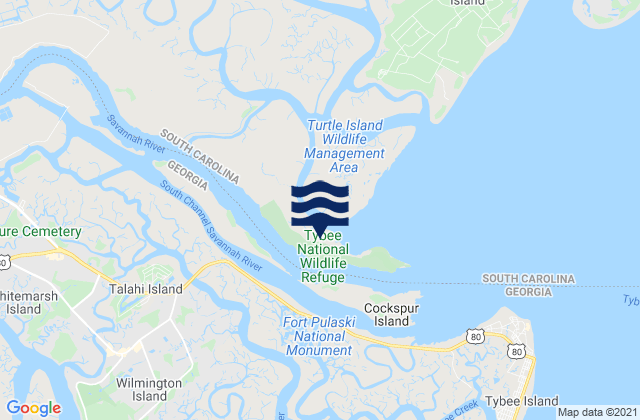 Elba Island west of Savannah River, United Statesの潮見表地図