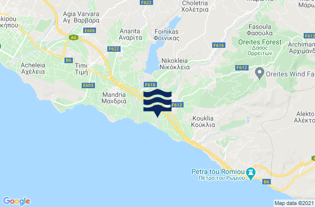 Eledió, Cyprusの潮見表地図