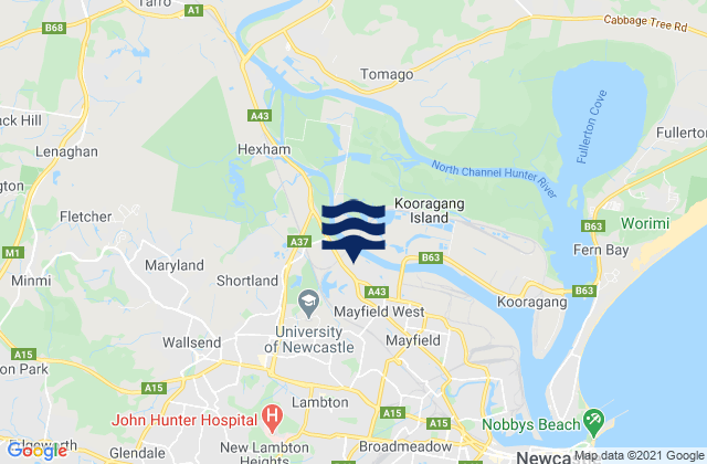 Elermore Vale, Australiaの潮見表地図