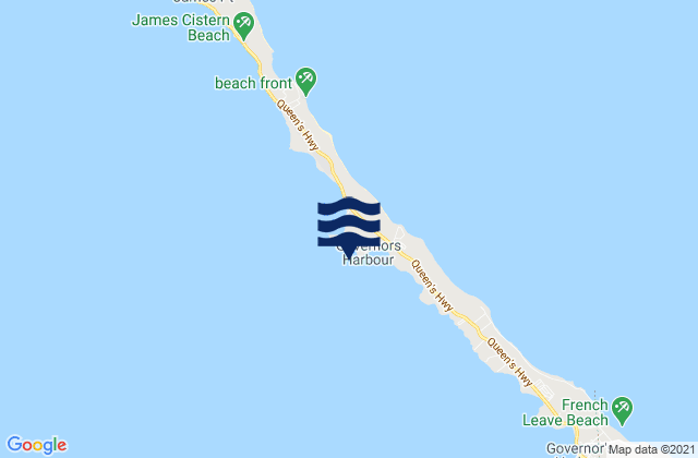 Eleuthera Island west coast, United Statesの潮見表地図