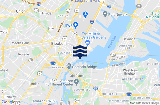 Elizabethport, United Statesの潮見表地図