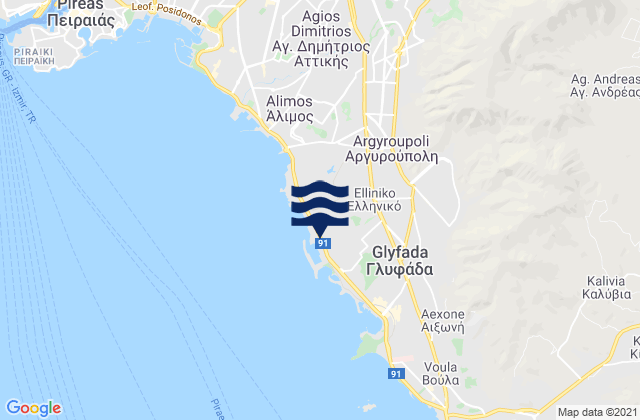 Ellinikó, Greeceの潮見表地図