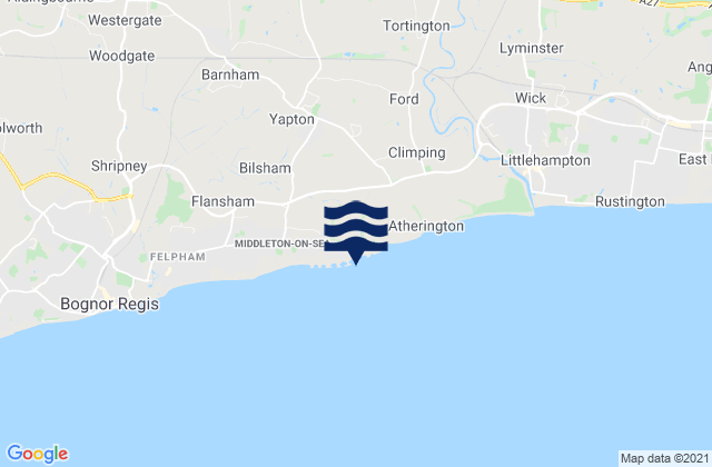 Elmer Sands Beach, United Kingdomの潮見表地図