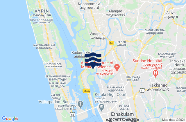 Elūr, Indiaの潮見表地図