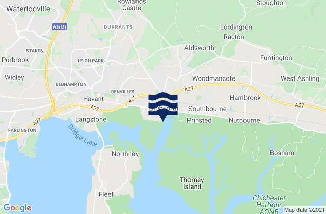 Emsworth Harbour Beach, United Kingdomの潮見表地図
