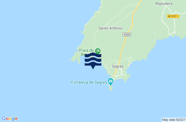Enseada de Belixe, Portugalの潮見表地図