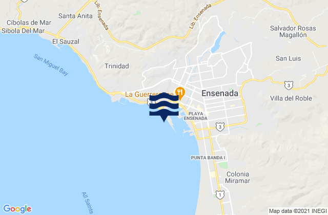 Ensenada Todos Santos Bay, Mexicoの潮見表地図