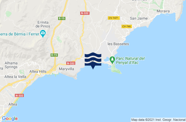 Ensenada de Calpe, Spainの潮見表地図