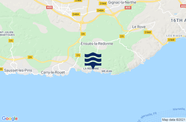 Ensuès-la-Redonne, Franceの潮見表地図