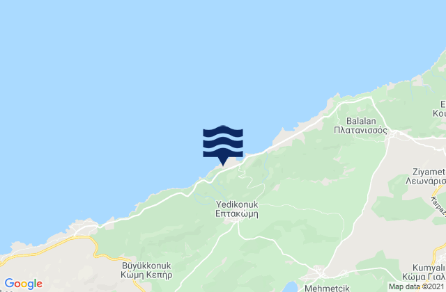 Eptakómi, Cyprusの潮見表地図