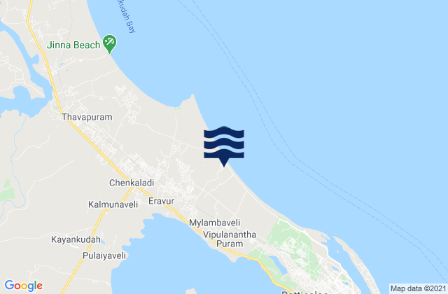 Eravur Town, Sri Lankaの潮見表地図