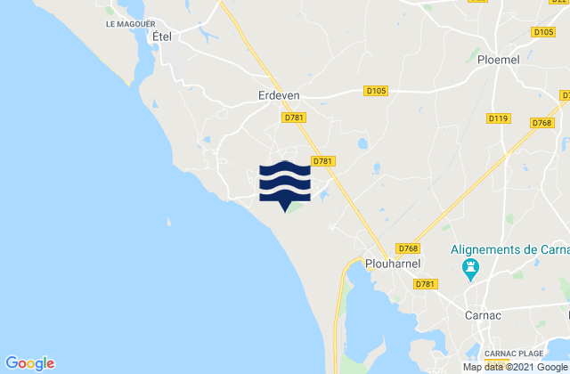 Erdeven, Franceの潮見表地図
