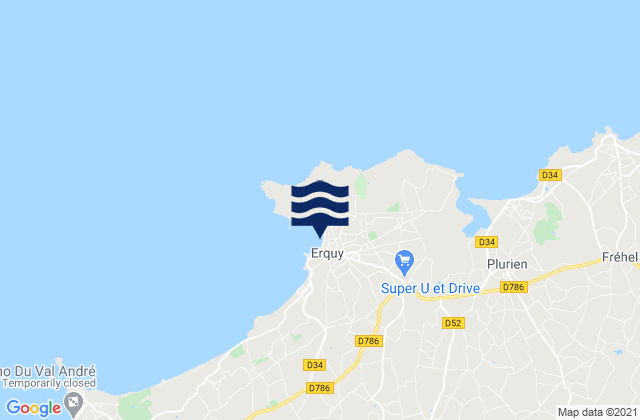 Erquy, Franceの潮見表地図