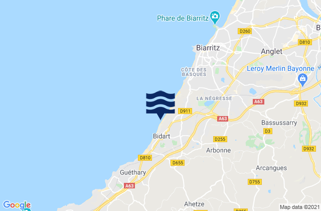 Erretegia, Spainの潮見表地図