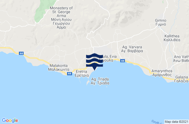 Erétria, Greeceの潮見表地図