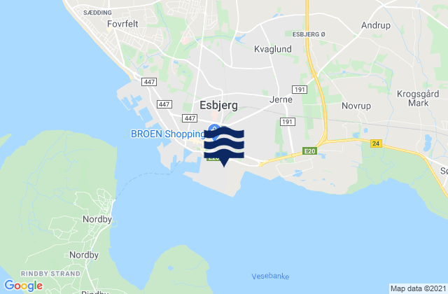 Esbjerg Kommune, Denmarkの潮見表地図