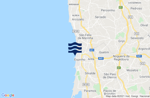 Espinho, Portugalの潮見表地図
