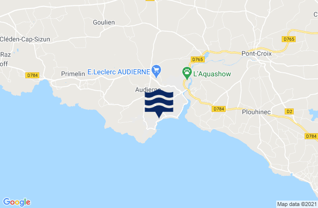Esquibien, Franceの潮見表地図