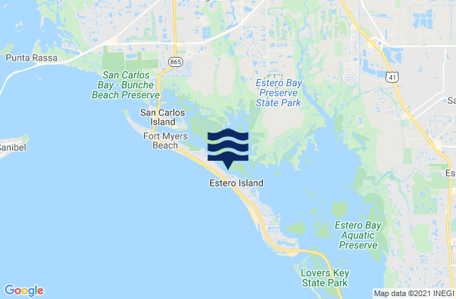Estero Island Estero Bay, United Statesの潮見表地図