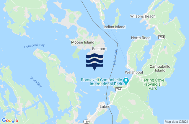 Estes Head Eastport, Canadaの潮見表地図