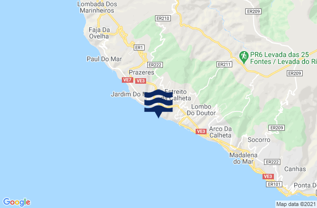 Estreito da Calheta, Portugalの潮見表地図