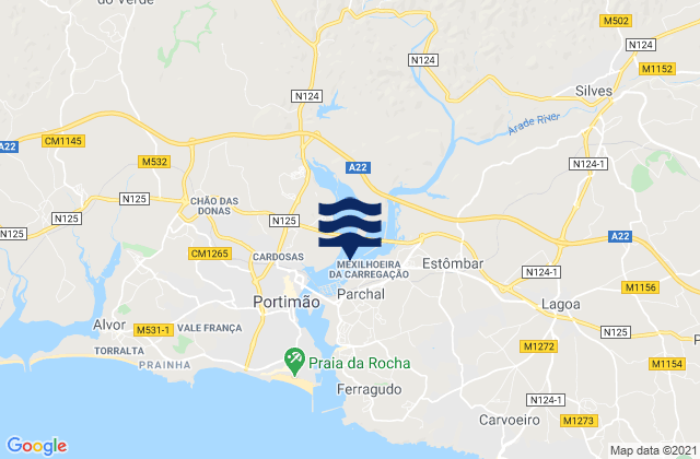 Estômbar, Portugalの潮見表地図