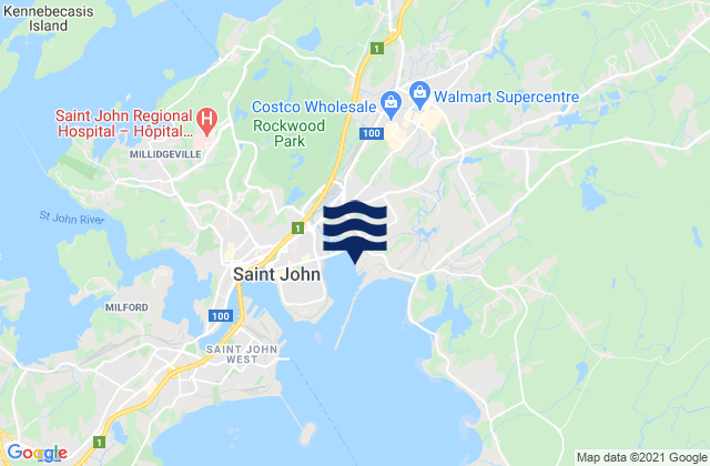 Evandale, Canadaの潮見表地図