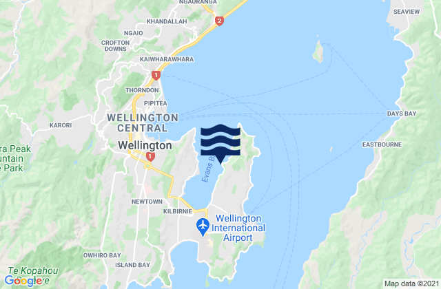 Evans Bay, New Zealandの潮見表地図
