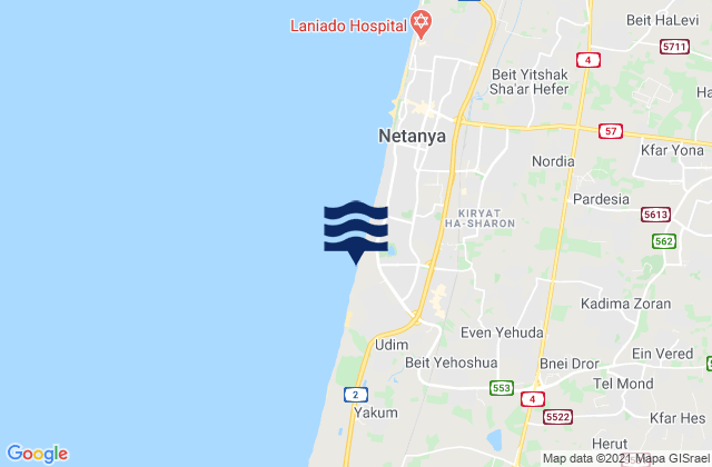 Even Yehuda, Israelの潮見表地図