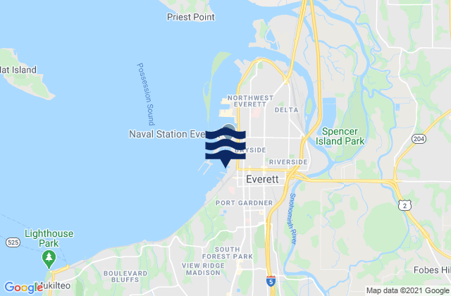 Everett, United Statesの潮見表地図