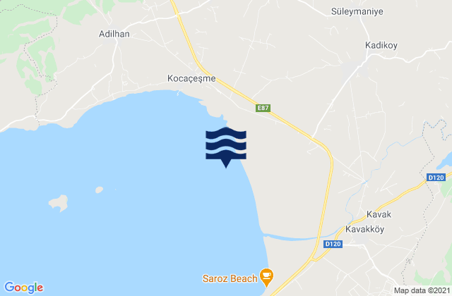 Evreşe, Turkeyの潮見表地図