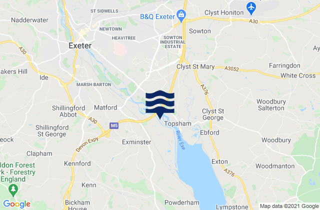 Exeter, United Kingdomの潮見表地図