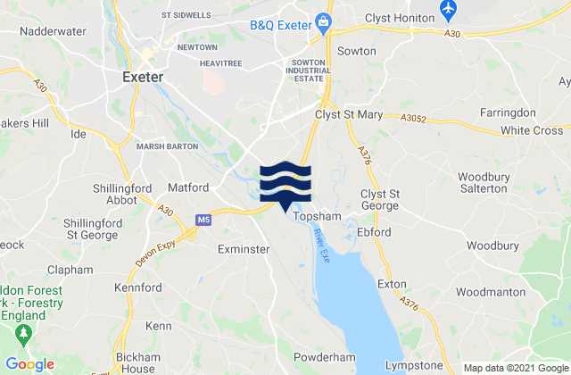 Exminster, United Kingdomの潮見表地図