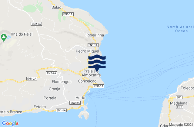 Faial - Praia do Almoxarife, Portugalの潮見表地図