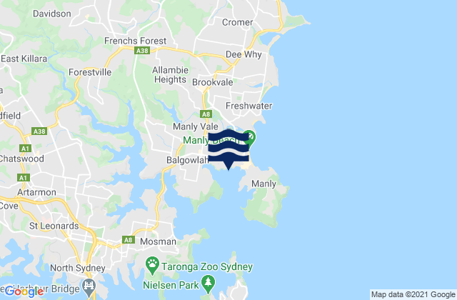Fairlight Beach, Australiaの潮見表地図