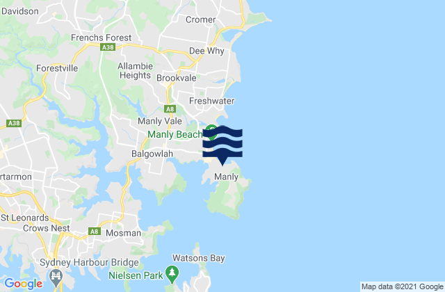 Fairy Bower Beach, Australiaの潮見表地図