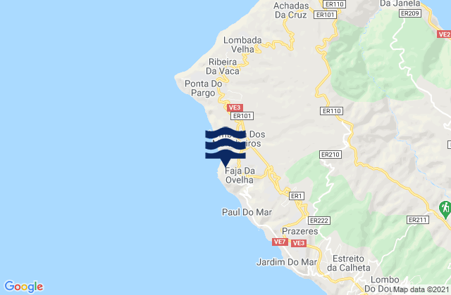 Fajã da Ovelha, Portugalの潮見表地図