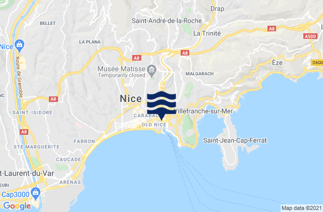 Falicon, Franceの潮見表地図