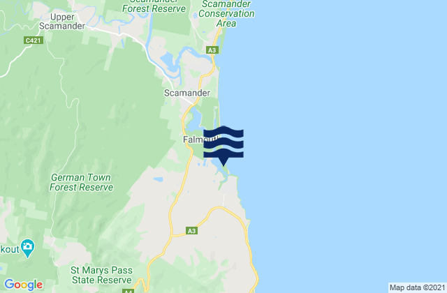 Falmouth, Australiaの潮見表地図