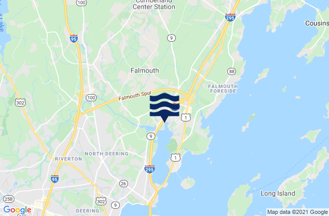 Falmouth, United Statesの潮見表地図