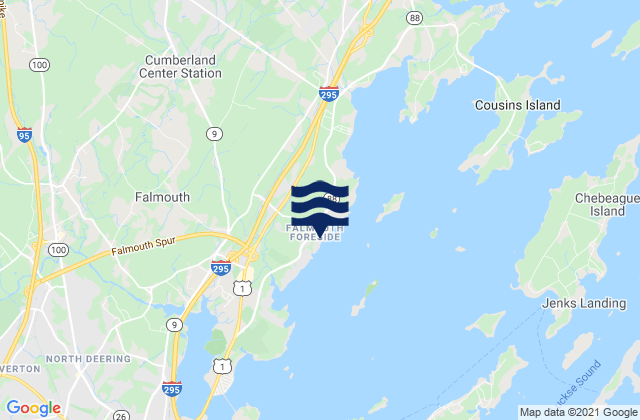 Falmouth Foreside, United Statesの潮見表地図