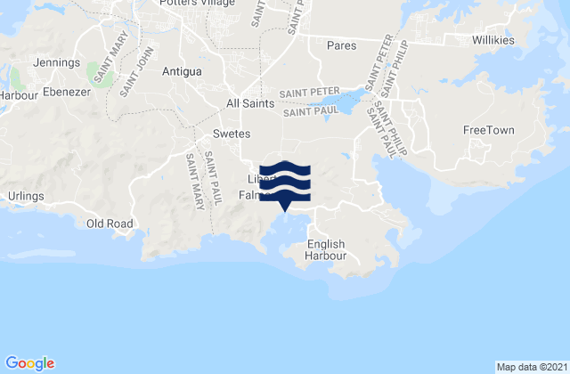 Falmouth, Antigua and Barbudaの潮見表地図